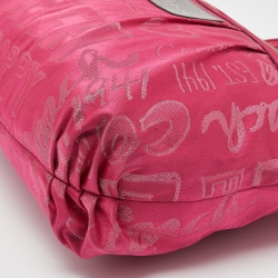 Pre Owned Coach Pink Signature Canvas and Patent Leather Poppy Laura Secret Admirer Tote