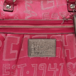 Pre Owned Coach Pink Signature Canvas and Patent Leather Poppy Laura Secret Admirer Tote