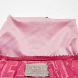 Pre Owned Coach Pink Signature Canvas and Patent Leather Poppy Laura Secret Admirer Tote
