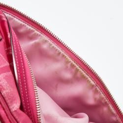 Pre Owned Coach Pink Signature Canvas and Patent Leather Poppy Laura Secret Admirer Tote