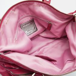Pre Owned Coach Pink Signature Canvas and Patent Leather Poppy Laura Secret Admirer Tote