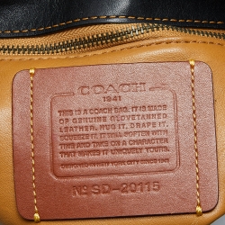 مملوكة مسبقًا Coach Black/Blue Leather Floral Applique Saddle Crossbody Bag