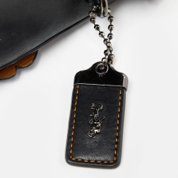 مملوكة مسبقًا Coach Black/Blue Leather Floral Applique Saddle Crossbody Bag