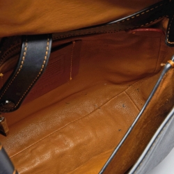 مملوكة مسبقًا Coach Black/Blue Leather Floral Applique Saddle Crossbody Bag