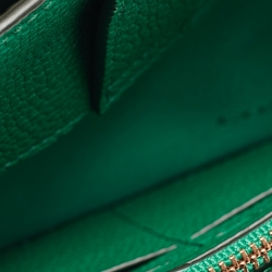 Pre Owned Coach Green Leather Noa Pop Up Wallet on Chain