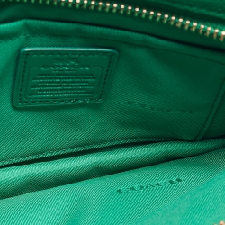 Pre Owned Coach Green Leather Noa Pop Up Wallet on Chain