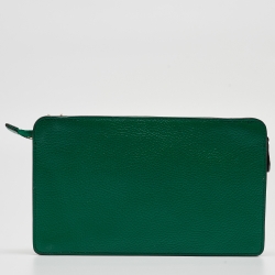 Pre Owned Coach Green Leather Noa Pop Up Wallet on Chain