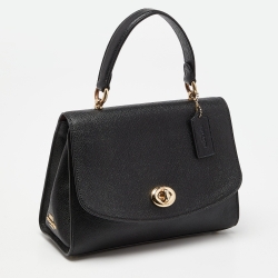 Pre Owned Coach Black Leather Tilly Top Handle Bag
