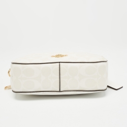 Pre Owned Coach Off White Signature Coated Canvas Serena Satchel