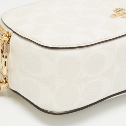 Pre Owned Coach Off White Signature Coated Canvas Serena Satchel