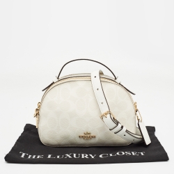 Pre Owned Coach Off White Signature Coated Canvas Serena Satchel
