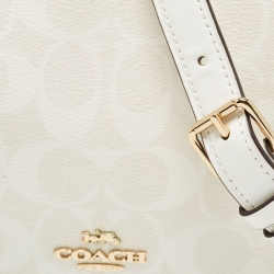 Pre Owned Coach Off White Signature Coated Canvas Serena Satchel