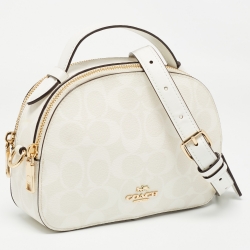 Pre Owned Coach Off White Signature Coated Canvas Serena Satchel