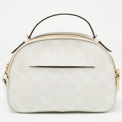 Pre Owned Coach Off White Signature Coated Canvas Serena Satchel