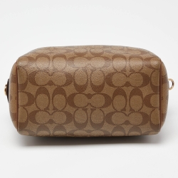 Pre Owned Coach Brown Signature Coated Canvas and Leather Mini Bennett Satchel