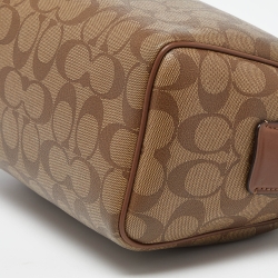 Pre Owned Coach Brown Signature Coated Canvas and Leather Mini Bennett Satchel