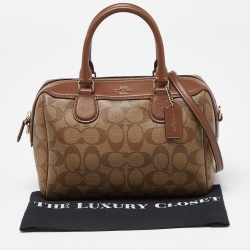 Pre Owned Coach Brown Signature Coated Canvas and Leather Mini Bennett Satchel