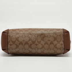 Pre Owned Coach Brown/Beige Signature Coated Canvas and Leather Brooke Satchel