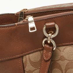 Pre Owned Coach Brown/Beige Signature Coated Canvas and Leather Brooke Satchel