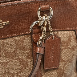 Pre Owned Coach Brown/Beige Signature Coated Canvas and Leather Brooke Satchel
