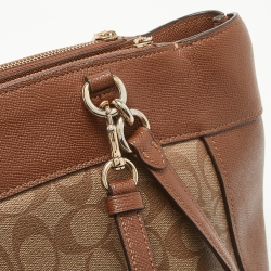 Pre Owned Coach Brown/Beige Signature Coated Canvas and Leather Brooke Satchel