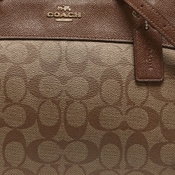 Pre Owned Coach Brown/Beige Signature Coated Canvas and Leather Brooke Satchel