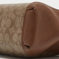 Pre Owned Coach Brown/Beige Signature Coated Canvas and Leather Brooke Satchel