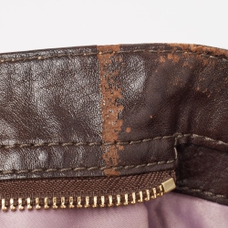 Pre Owned Coach Brown/Beige Signature Canvas and Leather Buckle Hobo