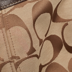 Pre Owned Coach Brown/Beige Signature Canvas and Leather Buckle Hobo