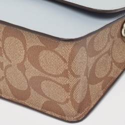 Coach Grey/Beige Leather and Signature Coated Canvas Bowery Chain Shoulder Bag