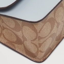 Coach Grey/Beige Leather and Signature Coated Canvas Bowery Chain Shoulder Bag