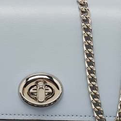 Coach Grey/Beige Leather and Signature Coated Canvas Bowery Chain Shoulder Bag