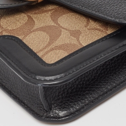 Pre Owned Coach Black/Beige Signature Coated Canvas and Leather Georgie Crossbody Bag