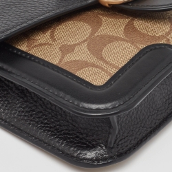 Pre Owned Coach Black/Beige Signature Coated Canvas and Leather Georgie Crossbody Bag