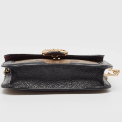 Pre Owned Coach Black/Beige Signature Coated Canvas and Leather Georgie Crossbody Bag