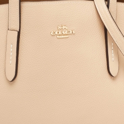 Pre Owned Coach Beige Grained Leather Charlie Carryall Tote