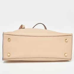 Pre Owned Coach Beige Grained Leather Charlie Carryall Tote