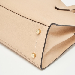 Pre Owned Coach Beige Grained Leather Charlie Carryall Tote