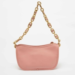 Pre Owned Coach Pink Leather Swinger Crossbody Bag