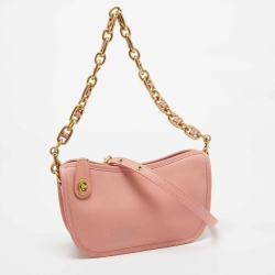Pre Owned Coach Pink Leather Swinger Crossbody Bag