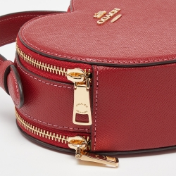 Pre Owned Coach Red Leather Heart Convertible Crossbody Bag