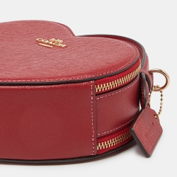 Pre Owned Coach Red Leather Heart Convertible Crossbody Bag