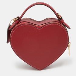 Pre Owned Coach Red Leather Heart Convertible Crossbody Bag