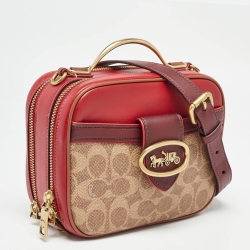 Pre Owned Coach Multicolor Signature Coated Canvas and Leather Riley Lunchbox Bag