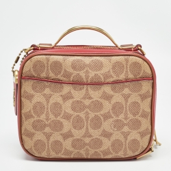 Pre Owned Coach Multicolor Signature Coated Canvas and Leather Riley Lunchbox Bag