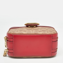 Pre Owned Coach Multicolor Signature Coated Canvas and Leather Riley Lunchbox Bag