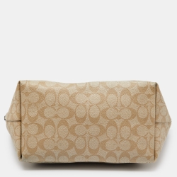 Coach Beige/Brown Signature Coated Canvas and Leather City Zip Tote
