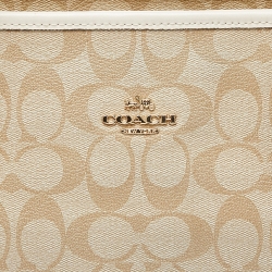 Coach Beige/Brown Signature Coated Canvas and Leather City Zip Tote
