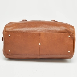Aigner Brown Leather Zip Duffel Bag