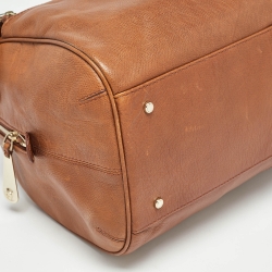 Aigner Brown Leather Zip Duffel Bag
